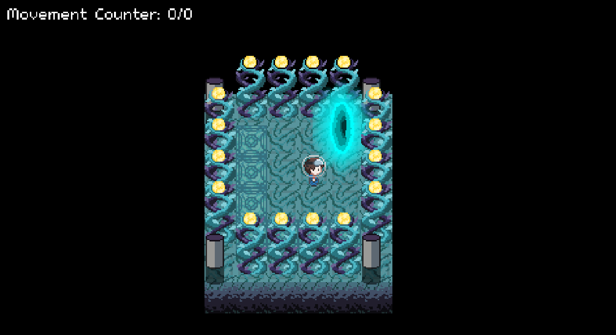 Shiftscape laboratory puzzle configuration with a portal and constrained route
